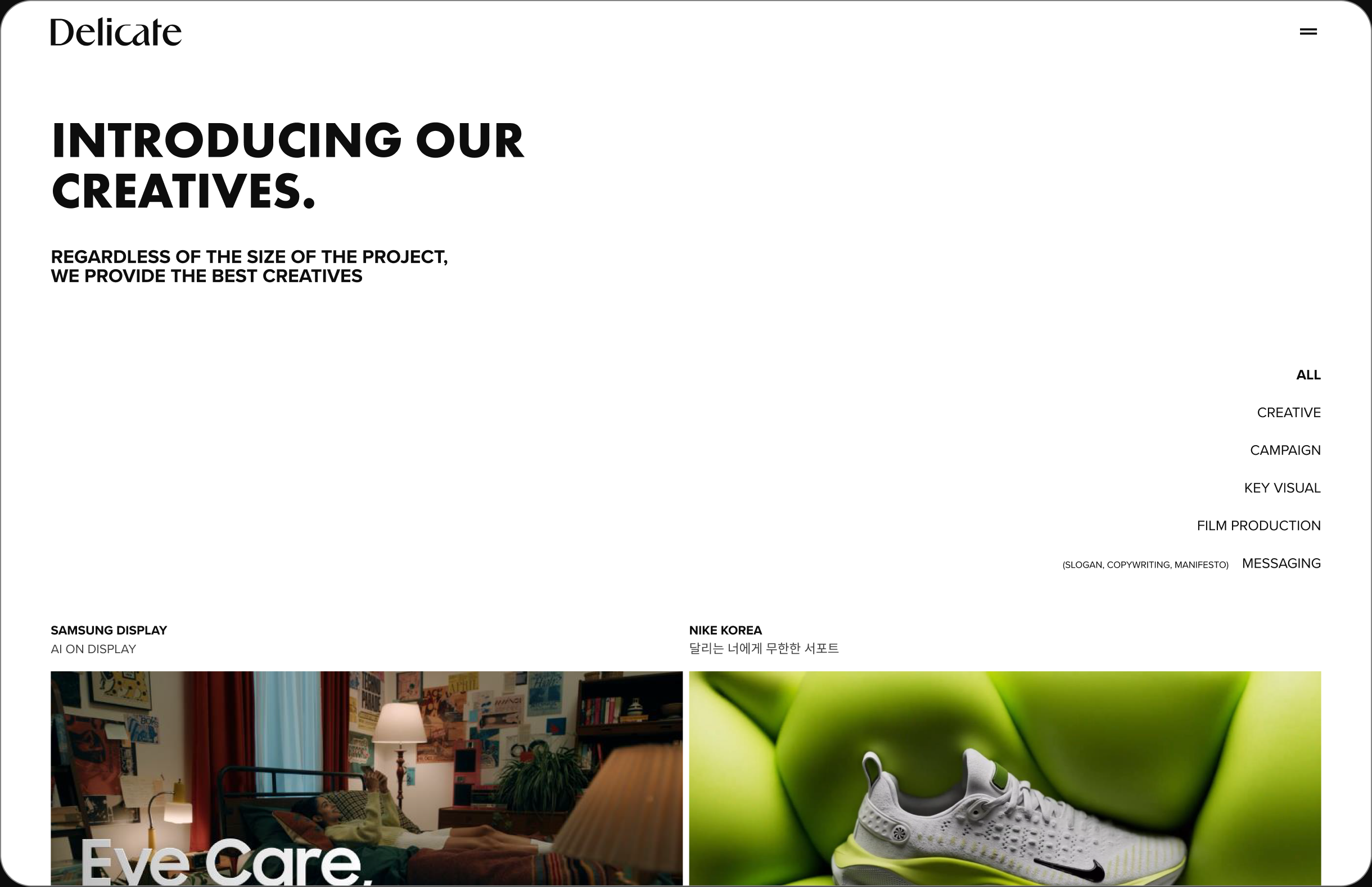 Selected work opening viewport